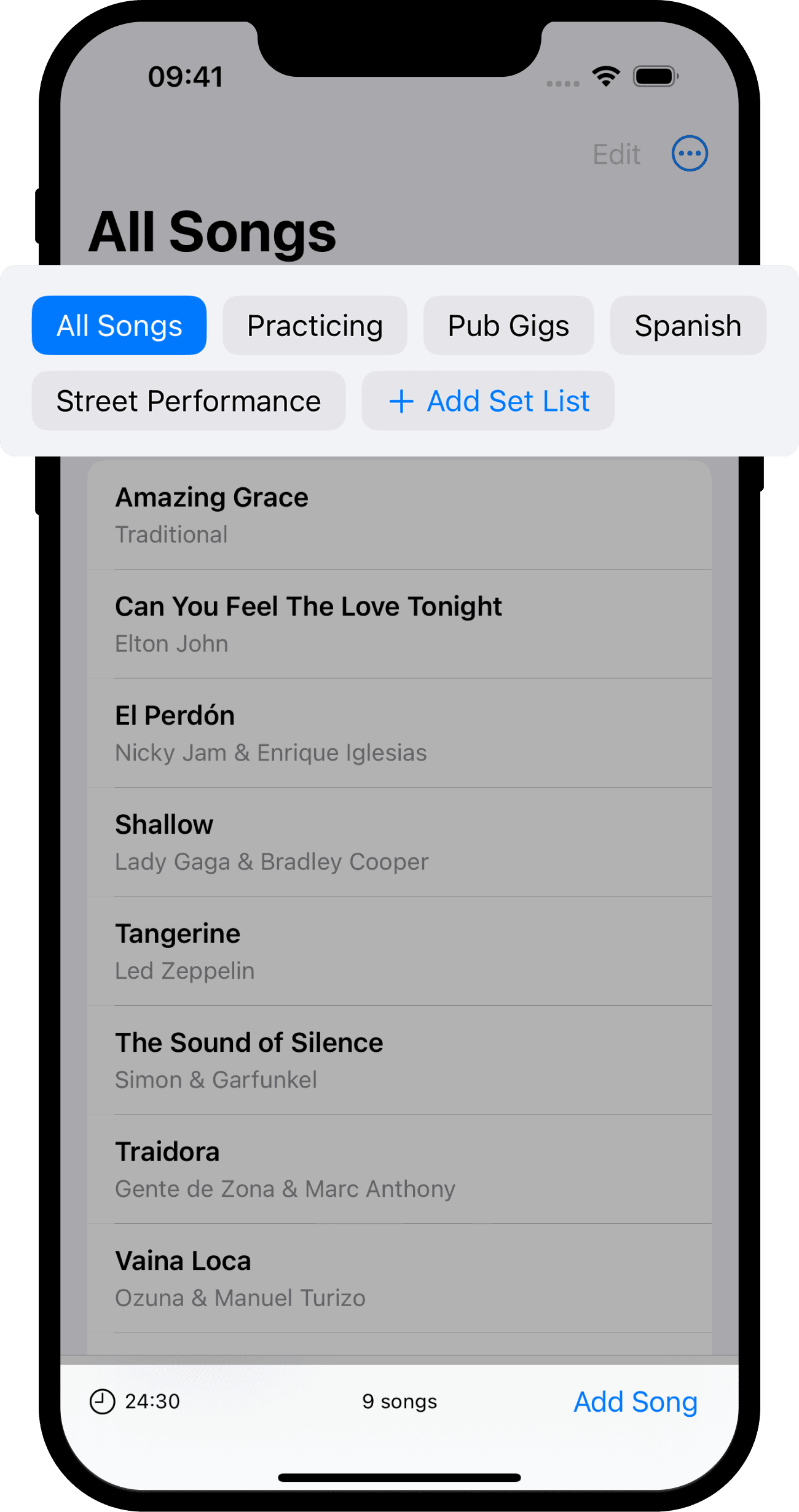 Set List Creation Feature