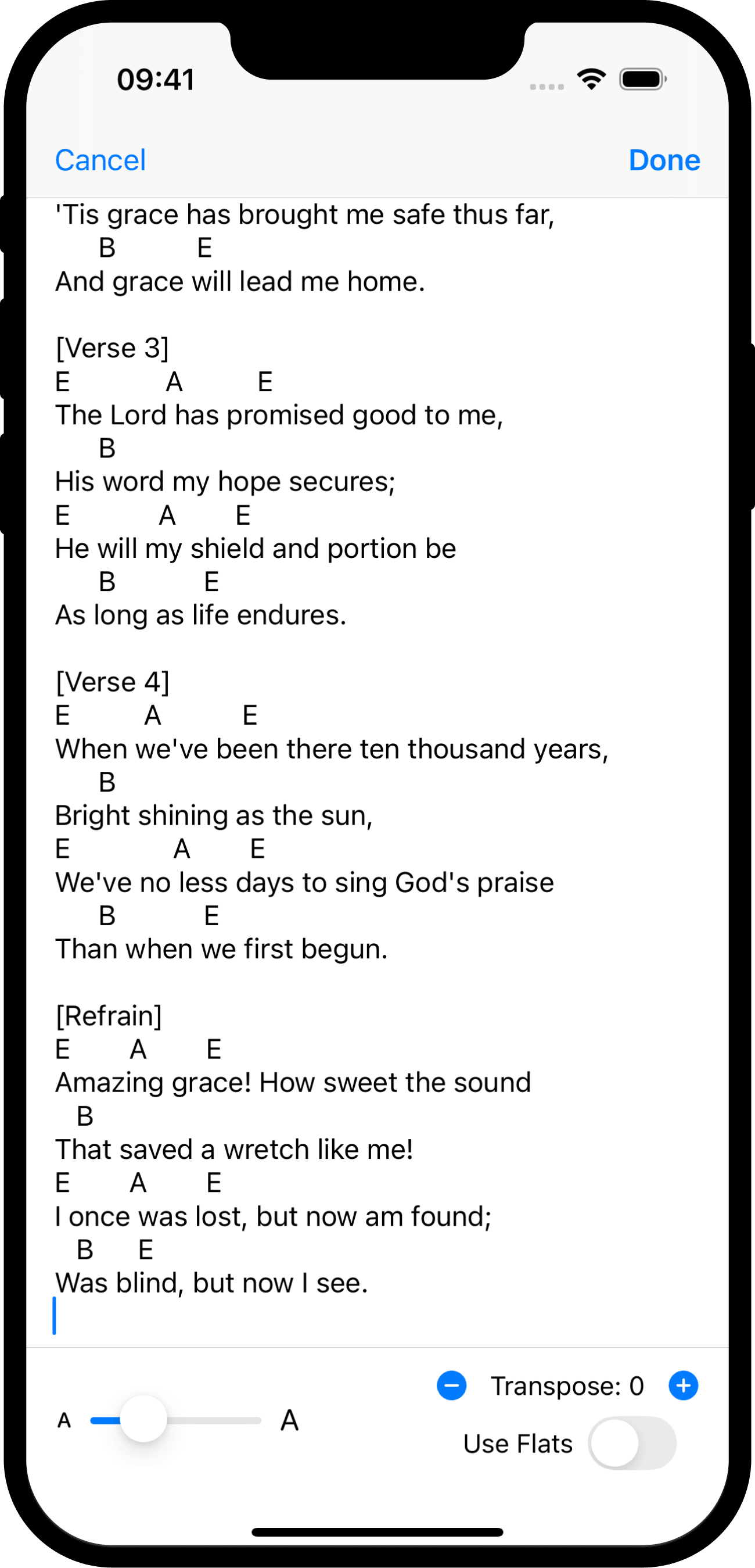 Transpose Chords Feature